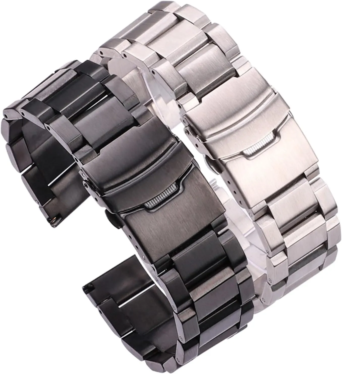 HMFang Solid Stainless Steel Watch Band Bracelet 18mm 20mm 22mm 24mm Metal Watchband Women Men Silver Blue Black Gold Strap Accessories