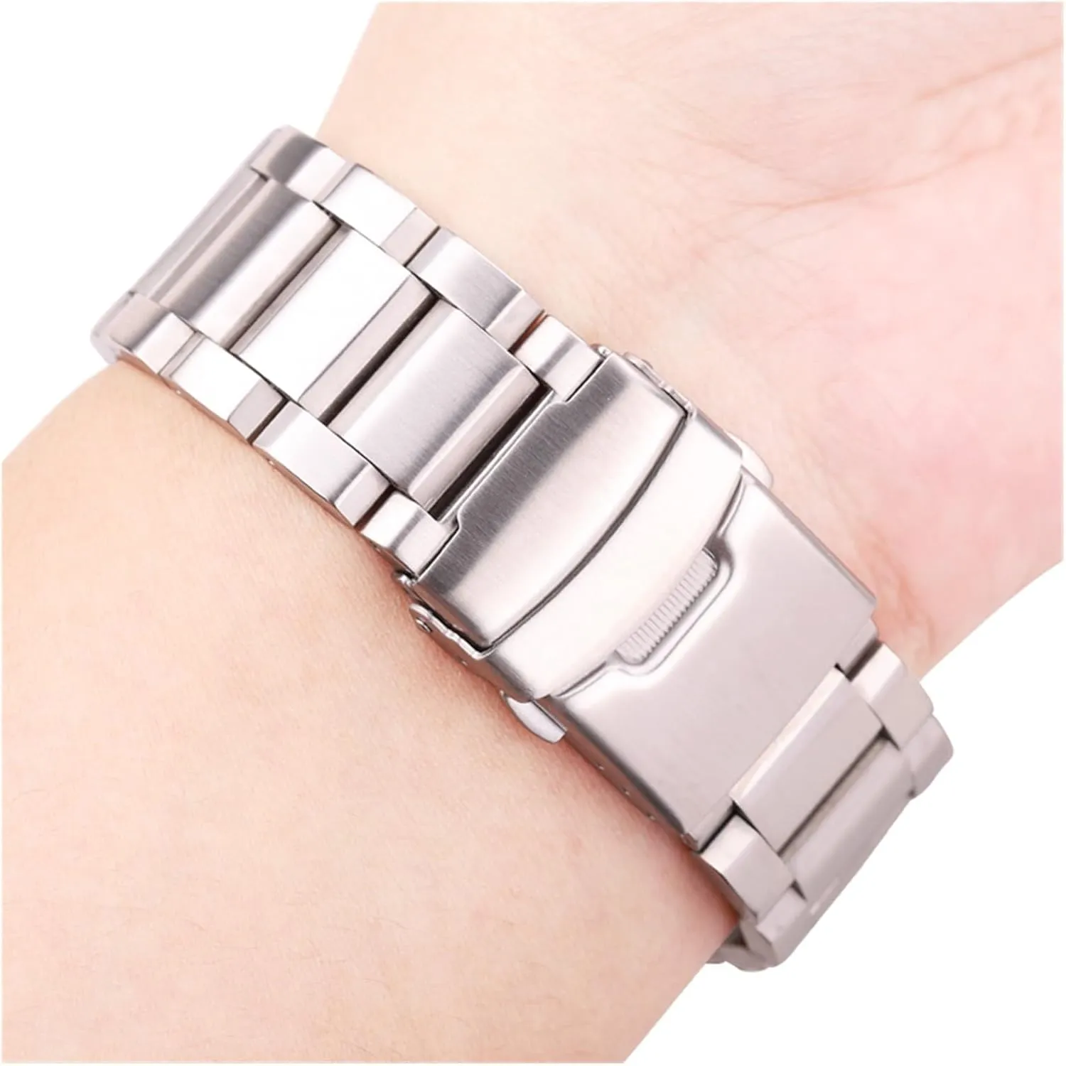 HMFang Solid Stainless Steel Watch Band Bracelet 18mm 20mm 22mm 24mm Metal Watchband Women Men Silver Blue Black Gold Strap Accessories