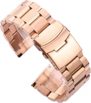 HMFang Solid Stainless Steel Watch Band Bracelet 18mm 20mm 22mm 24mm Metal Watchband Women Men Silver Blue Black Gold Strap Accessories