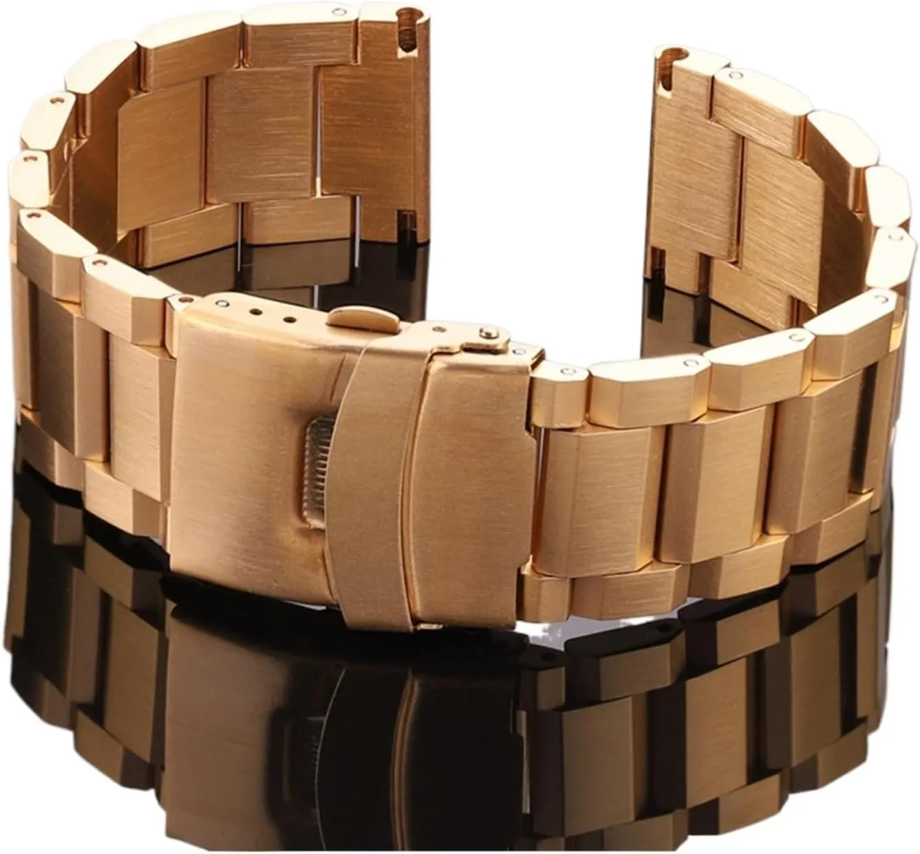 HMFang Solid Stainless Steel Watch Band Bracelet 18mm 20mm 22mm 24mm Metal Watchband Women Men Silver Blue Black Gold Strap Accessories