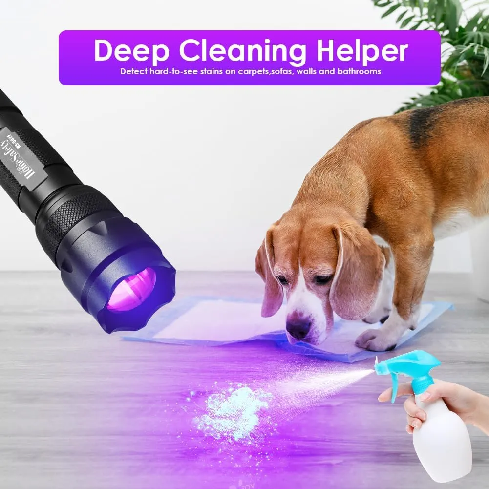 Home Safety 502F 395nm UV Flashlight, Zoomable Blacklight Portable Black Light for for Pet Urine Finding & Mineral, Antique Detection, Scorpion Search, etc (395nm_502F)