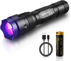 Home Safety 502F 395nm UV Flashlight, Zoomable Blacklight Portable Black Light for for Pet Urine Finding & Mineral, Antique Detection, Scorpion Search, etc (395nm_502F)