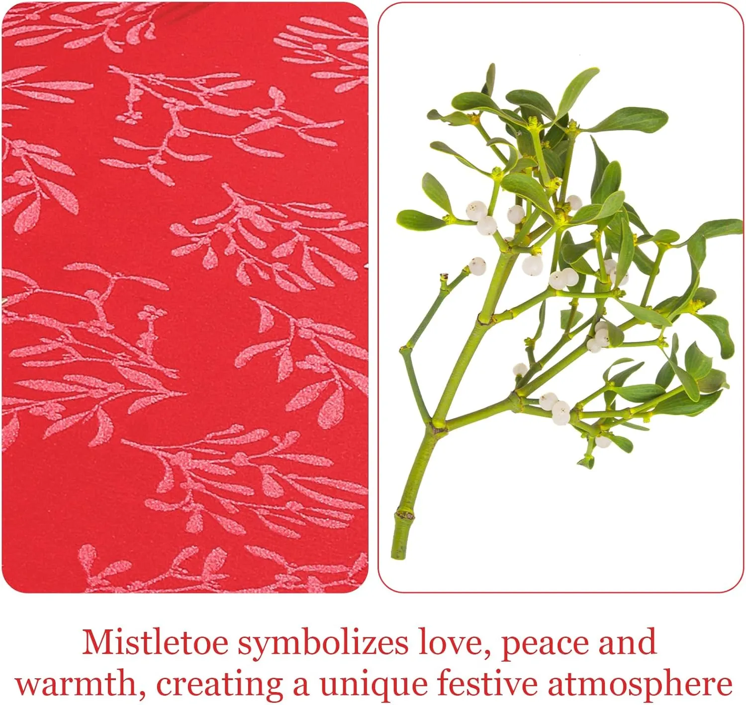 Honellaty Christmas Rectangular Tablecloth, Spillproof Wrinkle Resistant Jacquard Table Cloth with Christmas Mistletoe Patterns for Dining Room & Holiday Decoration (Red,52" x 70" (4-6 Seats))