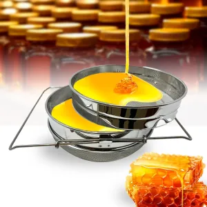 Honey Strainer Filter Honey Filter 2 Piece Honey Double Strainer Honey Extractor Equipment, Beekeeping Equipment for Honey Bucket Stainless Steel Honey Sieve