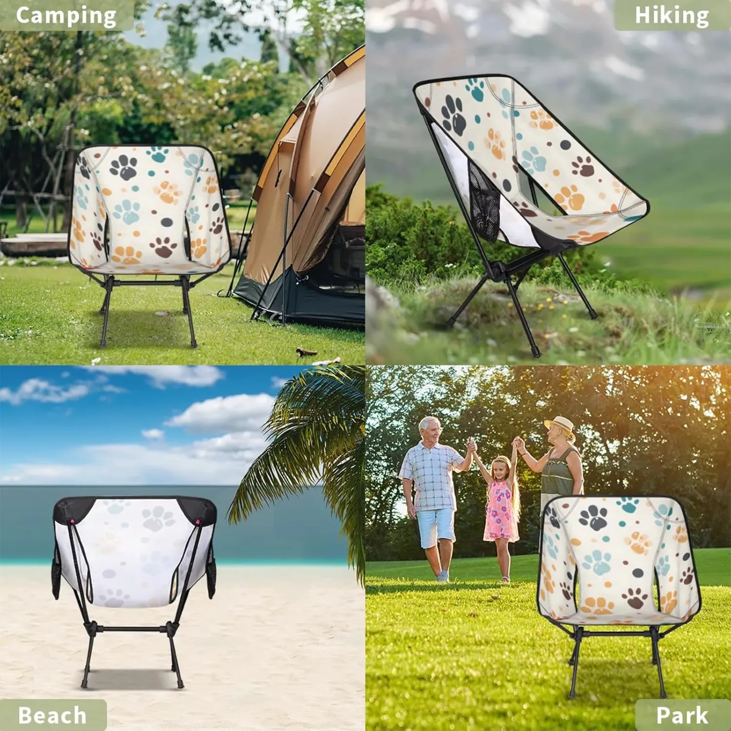 Honeybaby Folding Camping Chair Dog Paw Camping Chairs Lightweight Portable Chair Outdoor Foldable Chairs for Camping Travel Picnic Beach Hiking