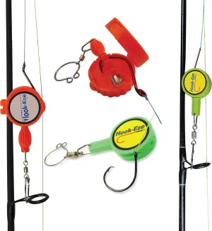 HOOK-EZE Knot Tying Tool Cover Hooks on 4 Fishing Poles - Line Cutter - 2 Sizes Saltwater Freshwater Bass Kayak Ice Fishing