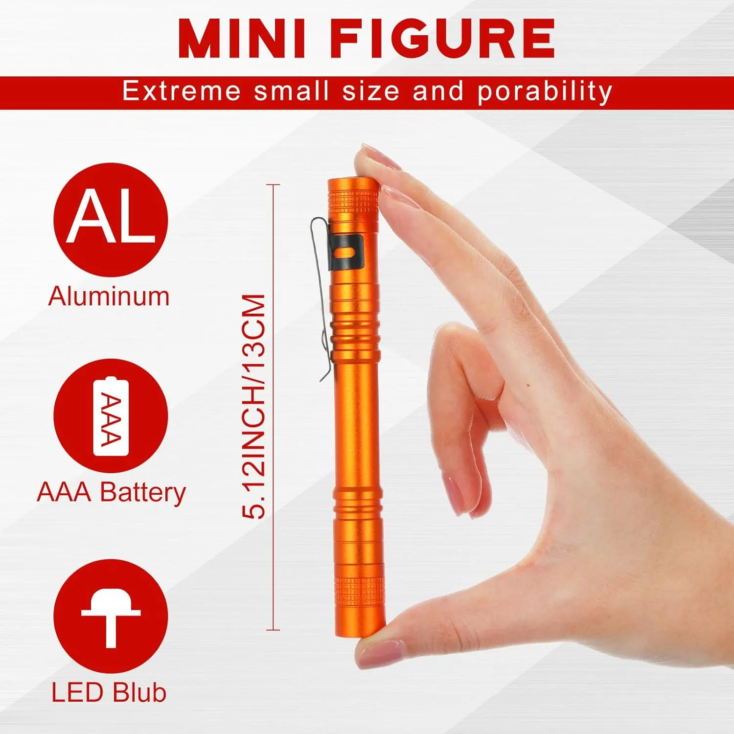 Hortsun 20 Pcs Mini Pen Light Flashlights Fathers Day Gifts Pocket Flashlights Pen with Clip Small LED Handheld Slim Torches Without Battery(5.12 Inch,Red, Rose Pink, Yellow, Blue, Orange)