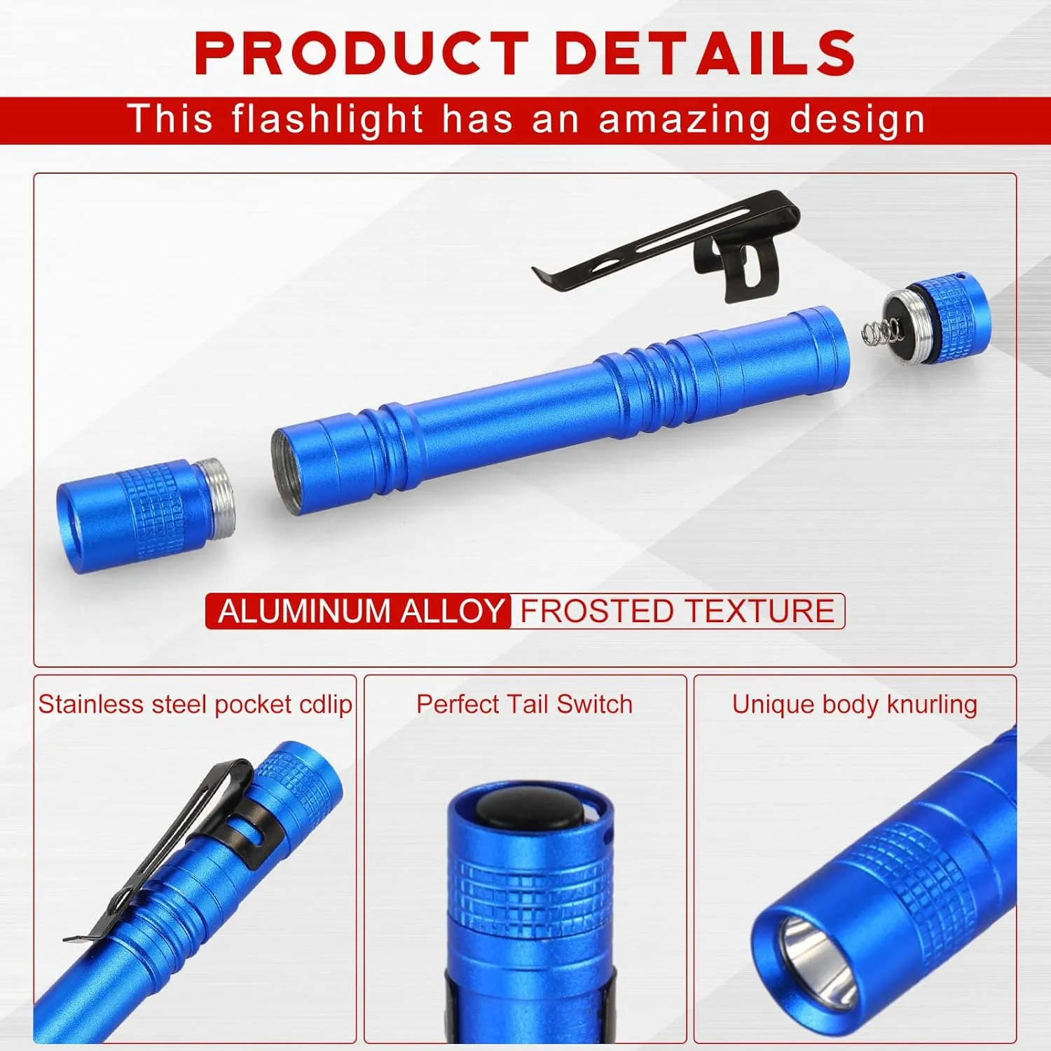 Hortsun 20 Pcs Mini Pen Light Flashlights Fathers Day Gifts Pocket Flashlights Pen with Clip Small LED Handheld Slim Torches Without Battery(5.12 Inch,Red, Rose Pink, Yellow, Blue, Orange)