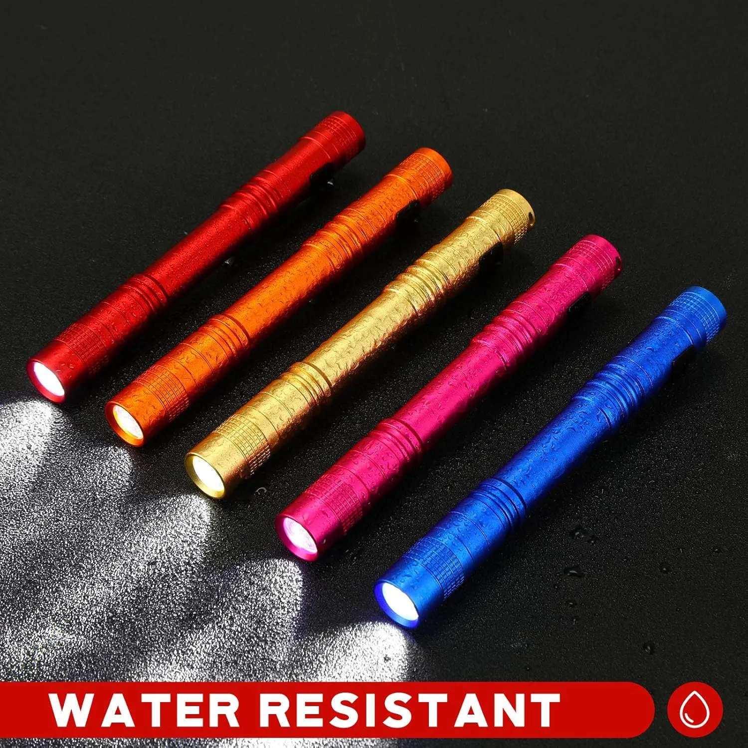Hortsun 20 Pcs Mini Pen Light Flashlights Fathers Day Gifts Pocket Flashlights Pen with Clip Small LED Handheld Slim Torches Without Battery(5.12 Inch,Red, Rose Pink, Yellow, Blue, Orange)