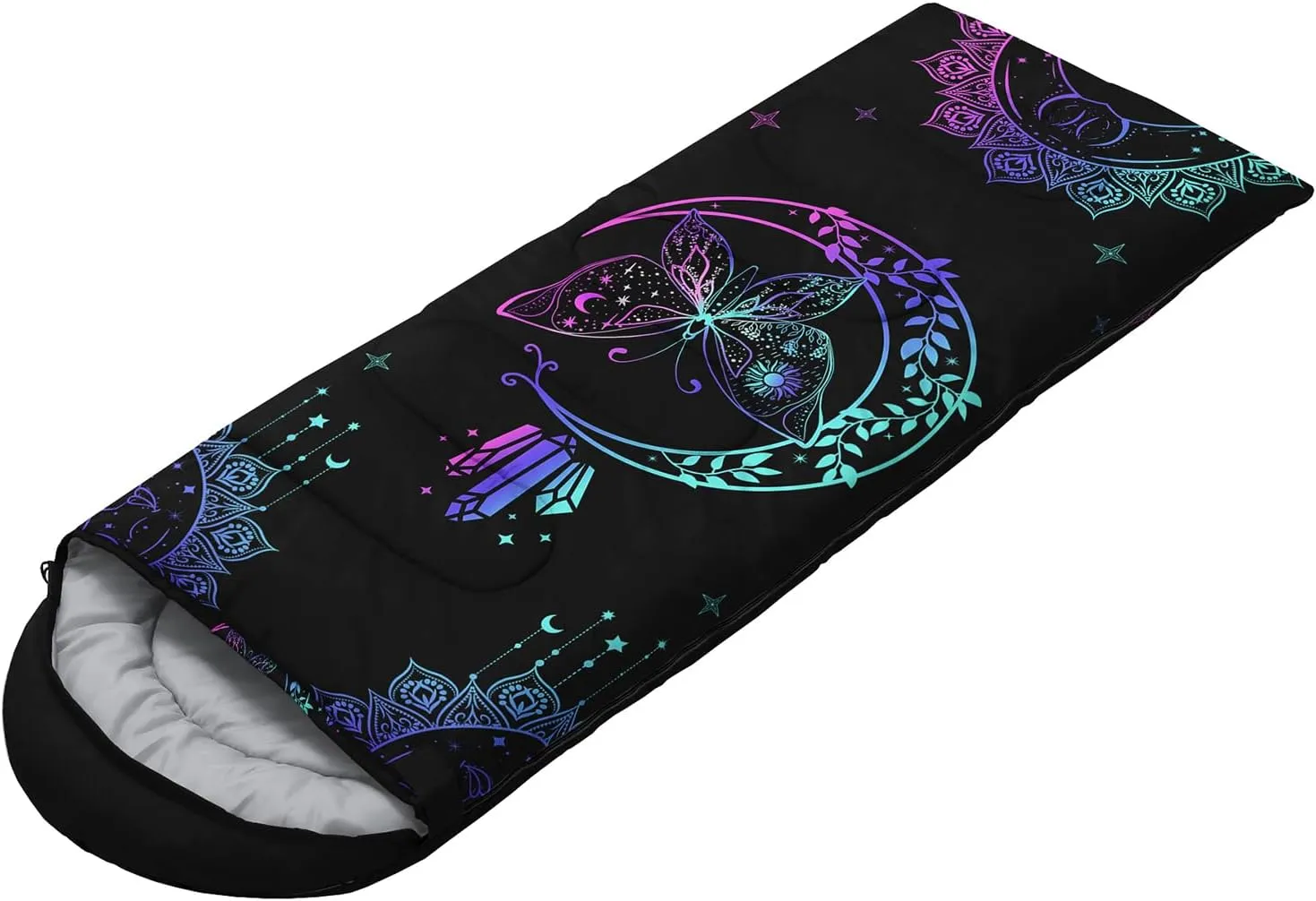 HOSIMA Boho Butterfly Sleeping Bags for Adults Cold Weather&Warm Weather Kids Sleeping Bags for Camping Hiking Travel-Compact Mummy Sleeping Bag,Ultra Light Sleeping Bag for Backpacking.