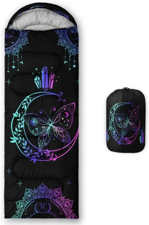 HOSIMA Boho Butterfly Sleeping Bags for Adults Cold Weather&Warm Weather Kids Sleeping Bags for Camping Hiking Travel-Compact Mummy Sleeping Bag,Ultra Light Sleeping Bag for Backpacking.