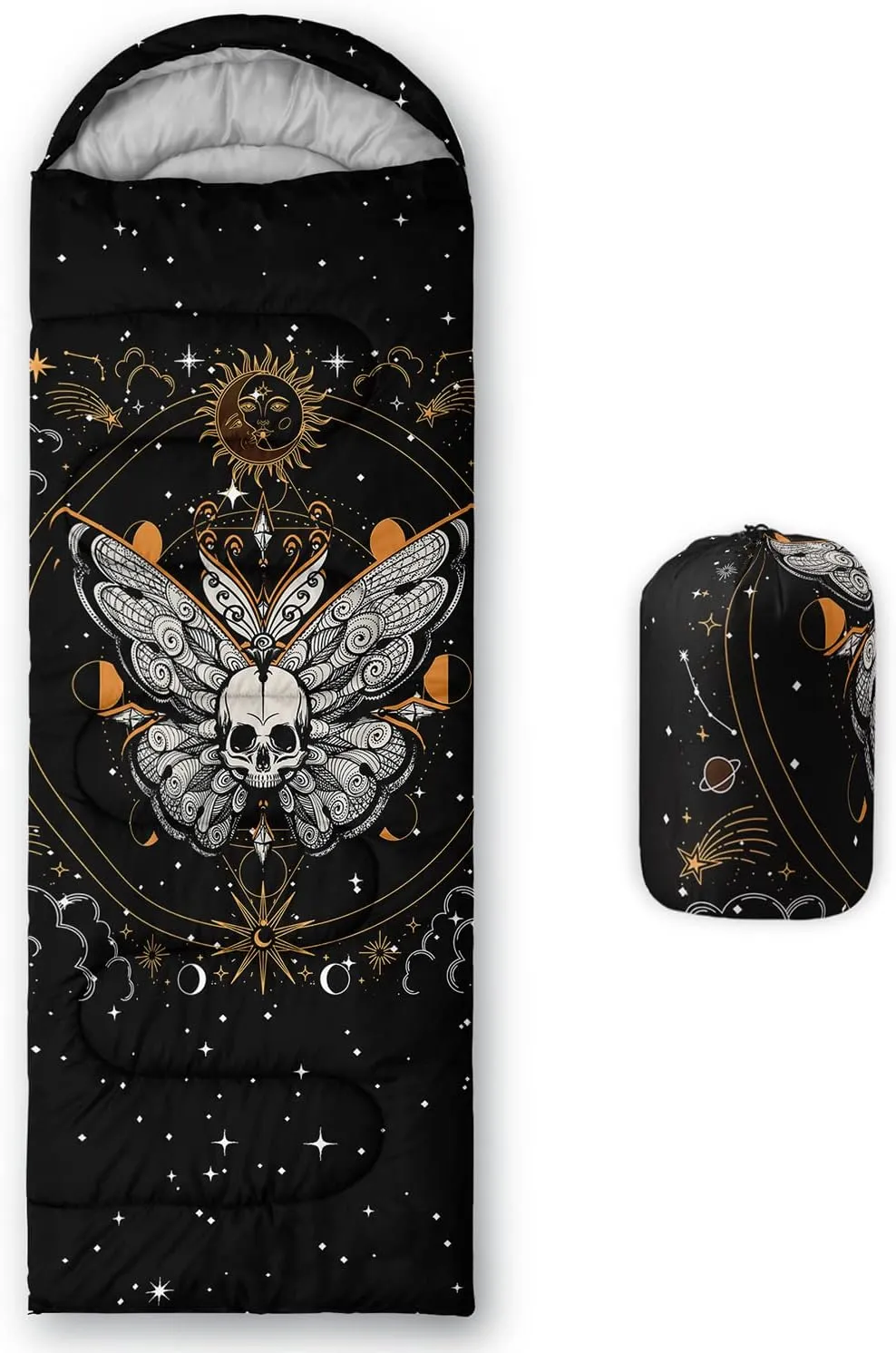 HOSIMA Butterfly Sleeping Bags for Adults and Kids for Camping,Black Gothic Ultralight Sleeping Bag for Cold Weather Summer.