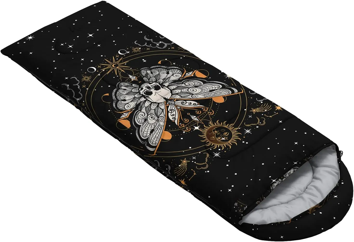 HOSIMA Butterfly Sleeping Bags for Adults and Kids for Camping,Black Gothic Ultralight Sleeping Bag for Cold Weather Summer.