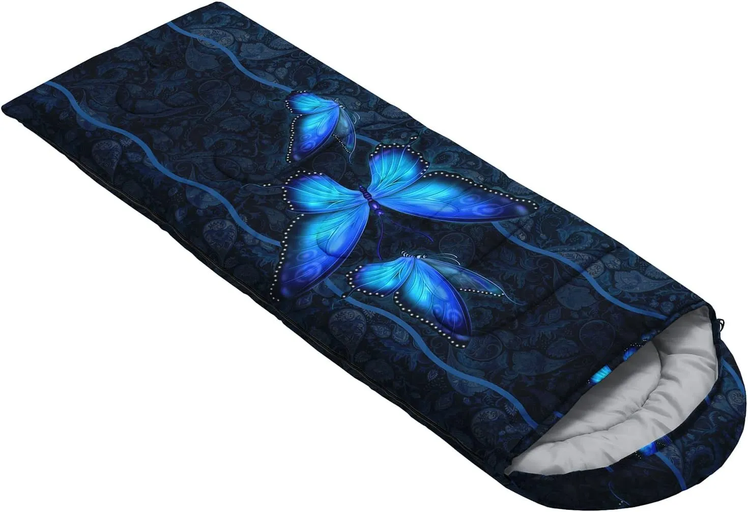HOSIMA Butterfly Sleeping Bags for Adults and Kids for Camping,Black Gothic Ultralight Sleeping Bag for Cold Weather Summer.