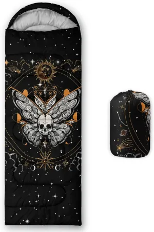 HOSIMA Butterfly Sleeping Bags for Adults and Kids for Camping,Black Gothic Ultralight Sleeping Bag for Cold Weather Summer.