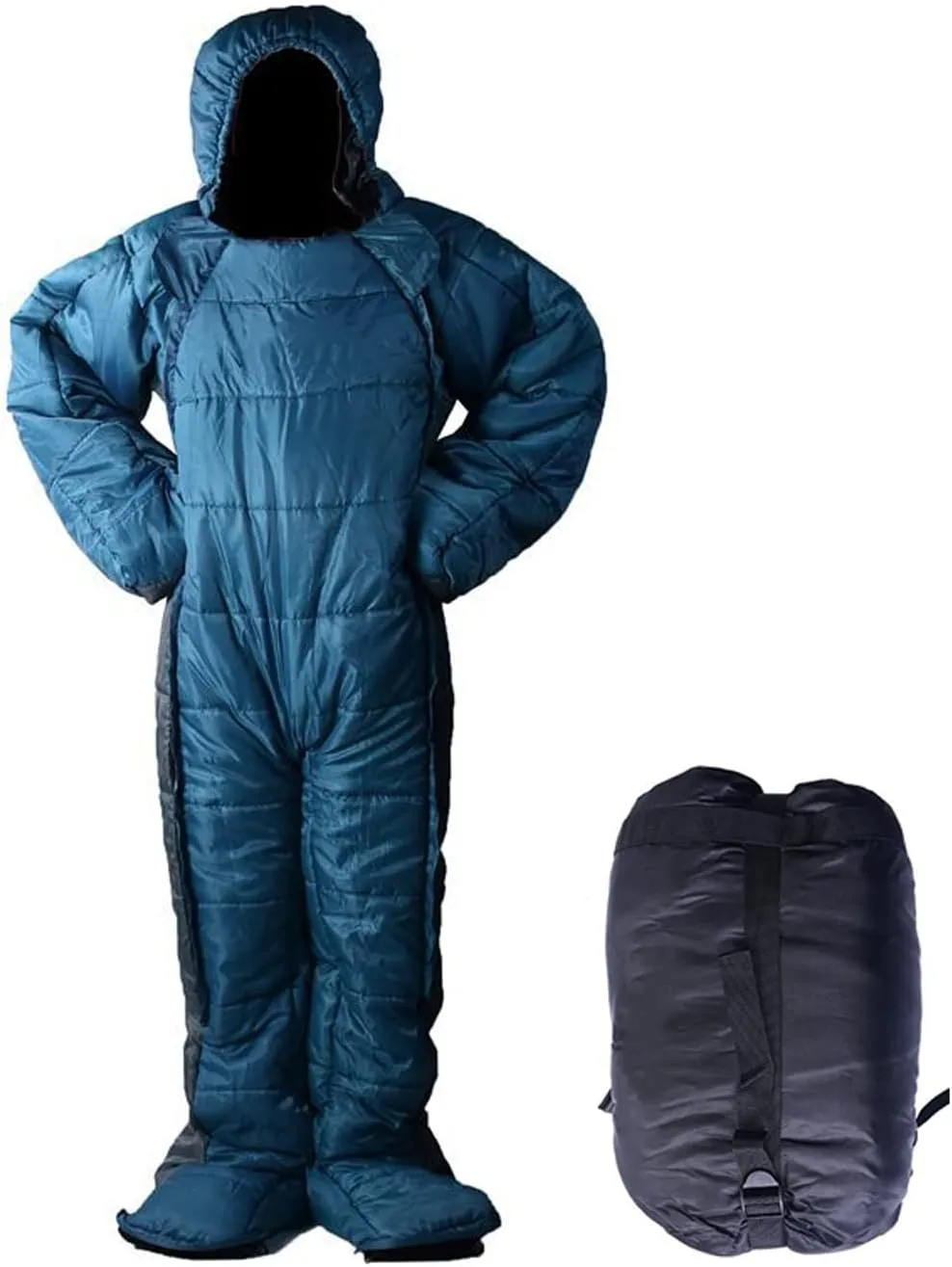 Human Walking Sleeping Bag, Adult Sleeping Bag for Camping Cold Weather 0 Degree, Mummy Style Lightweight Humanoid Sleeping Bag, Outdoor Wearable Warm Sleeping Suit for Men and Women