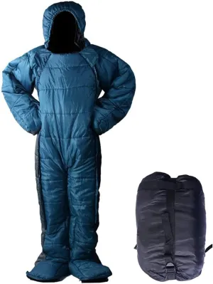 Human Walking Sleeping Bag, Adult Sleeping Bag for Camping Cold Weather 0 Degree, Mummy Style Lightweight Humanoid Sleeping Bag, Outdoor Wearable Warm Sleeping Suit for Men and Women
