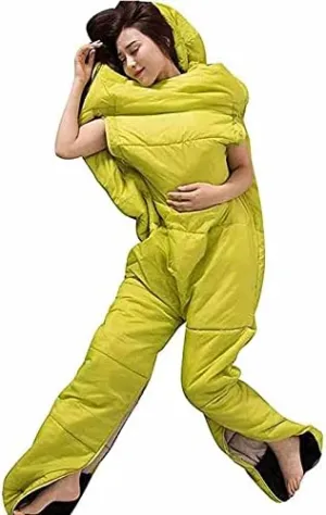 Humanoid Sleeping Bag Outdoor Camping Mummy Sleeping Bag for Adults 4 Seasons Cotton Sleeping Bag with Separate Legs Ultralight Warm Sleeping Bag
