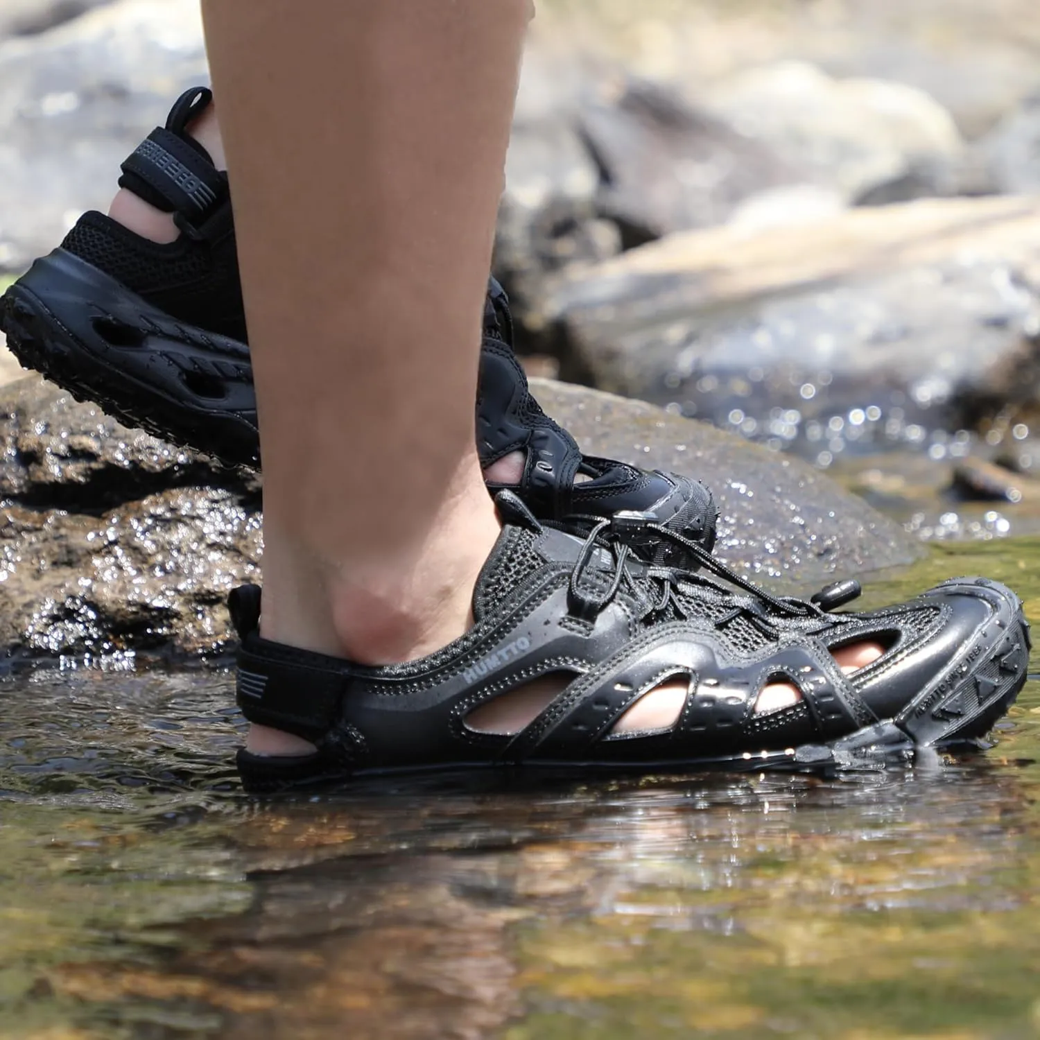 HUMTTO Women's Amphibious Closed Toe Hiking Sandals Quick-Dry Water Shoes Non-Slip Athletic Adjustable Outdoor Fisherman Summer Beach Walking Travel Sandals