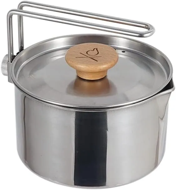 HXBER Stainless Steel Kettle Outdoor Camping Pot Portable Mountaineering Trekking Cooking Tool Travel Hiking Cookware Equipment