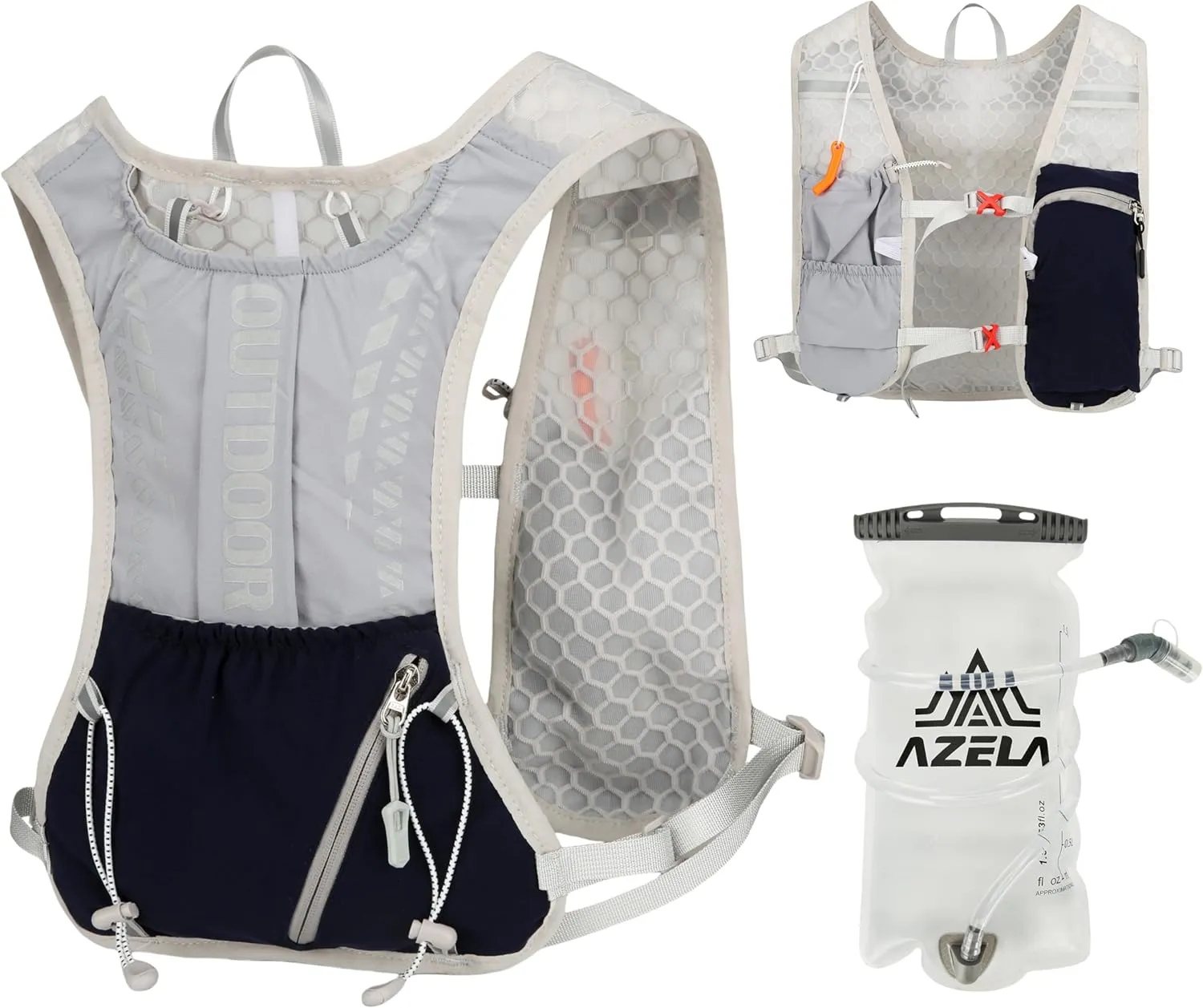 Hydration Running Vest with 1.5L Water Bladder for Hiking Backpack, Reflective Safety Vest for Men & Women, Lightweight Adjustable Marathon Gear for Trail Running