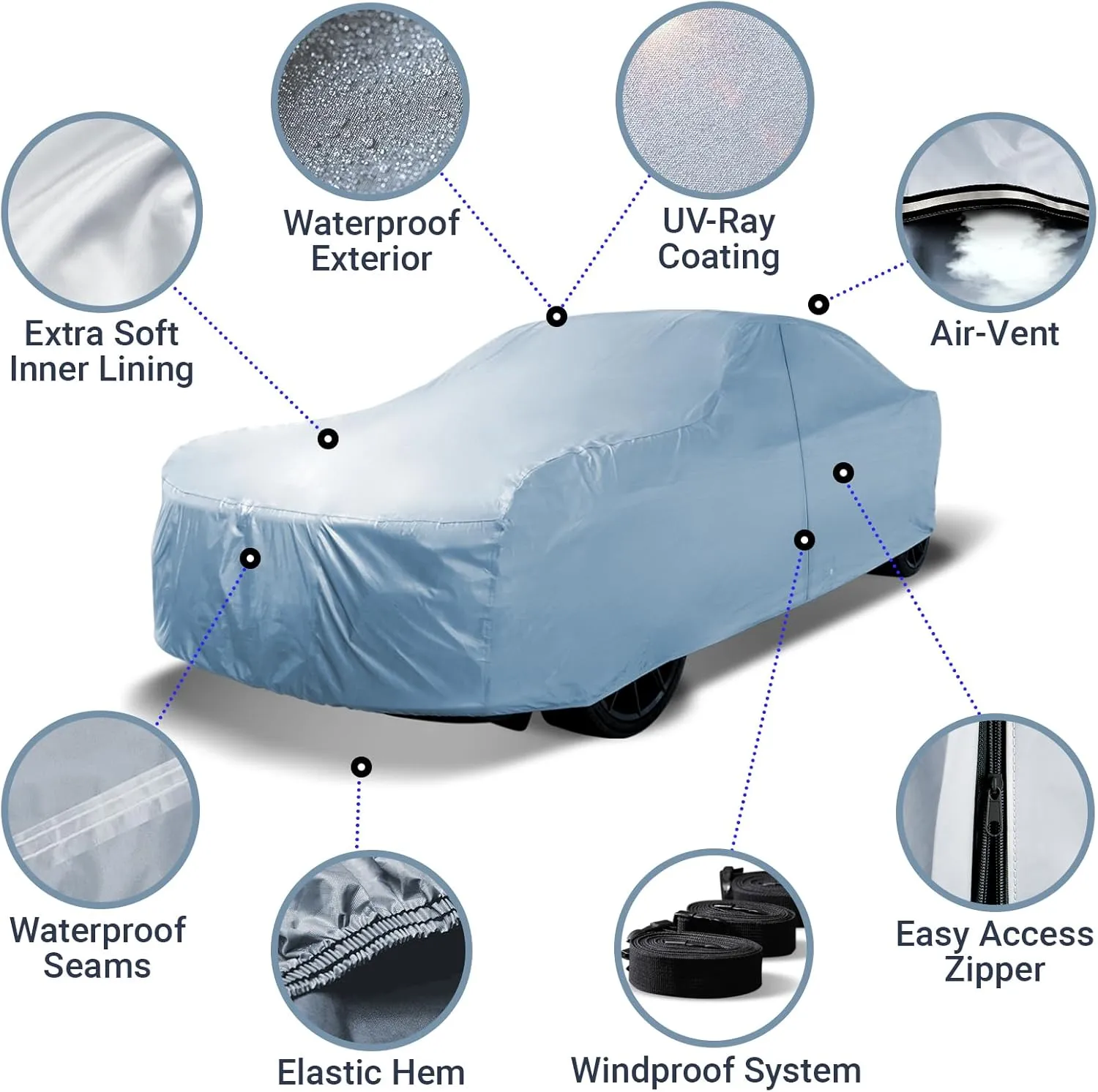 iCarCover Premium Car Cover for 1967-1976 Dodge Dart Heavy Duty Waterproof All Weather Automobiles Custom Fit Indoor Outdoor UV Snow Protection Covers with Straps and Bag