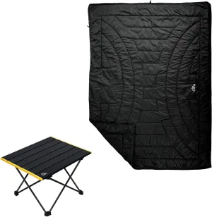 iClimb 1 3M Thinsulate Insulation Warm Camping Blanket and 1 Small Folding Table Bundle, Ultralight Compact for Solo Adult Outdoor Backpacking Camping Hiking Beach Concert