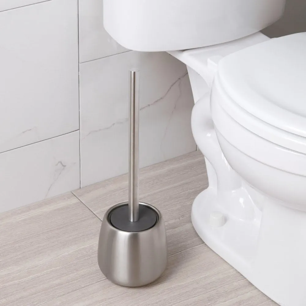 iDesign Forma Brizo Toilet Bowl Brush and Holder for Bathroom Storage - Brushed Stainless Steel