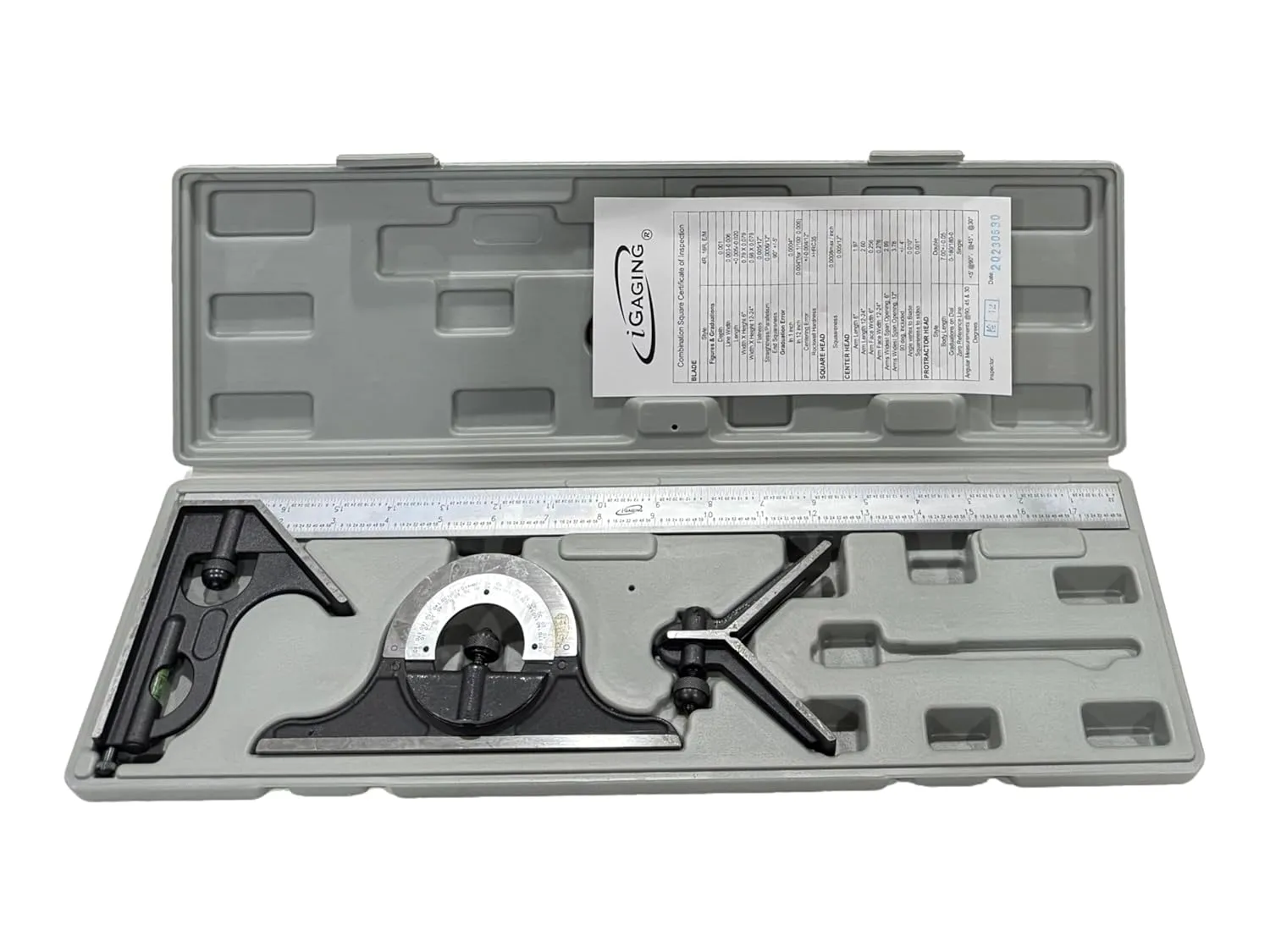 iGaging Combination Square Premium 4-Piece 18" 4R Protractor Center