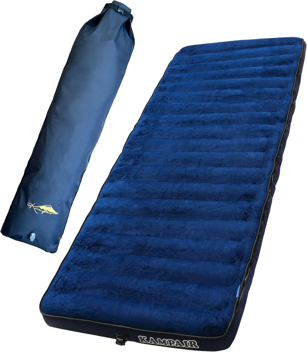 Inflatable Sleeping Pad with Pump Sack –Extra-Thick 4.75 Inch Air Mattress with Soft Cotton Top, Machine Washable, Family Lightweight 4-Season Pad for Camping & Traveling, Blue