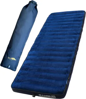Inflatable Sleeping Pad with Pump Sack –Extra-Thick 4.75 Inch Air Mattress with Soft Cotton Top, Machine Washable, Family Lightweight 4-Season Pad for Camping & Traveling, Blue