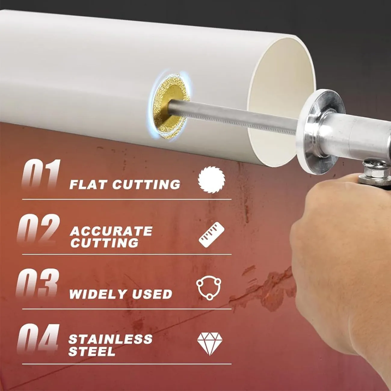 inside pvc pipe cutter for drill, adjustable steel precision cutting tool, Stainless Steel Plumbing Drill, Suitable for Finishing Plastic Channels for Workshops and Gardens (1pcs, 5wheels)