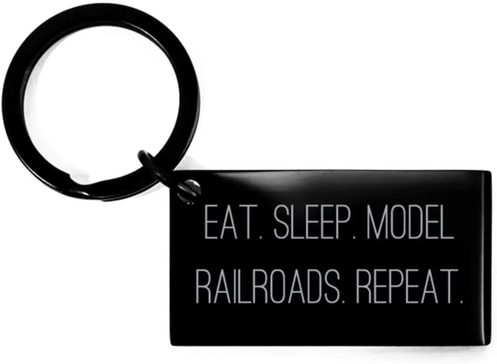 Inspire Model Railroads Gifts, Eat. Sleep. Model Railroads. Repeat, Fun Birthday Keychain Gifts for Friends from Friends, Model Trains, Train Sets, Toy Trains, Model Railroad layouts