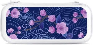 Japanese Cherry Blossoms and Waves Hard Shell Travel Case with Rope 15 Game Card Pockets Compatible with Switch Protective