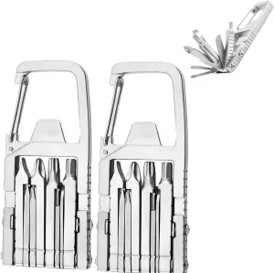Jawbreaker Mini Tool, 12-in-1 Mini Multi-function Tool, Jawbreaker Mini Tool Self-defense, Jawbreaker Mini Multi-function Tool with Bottle Opener Phone Holder Screwdriver Carabiner (2PCS)