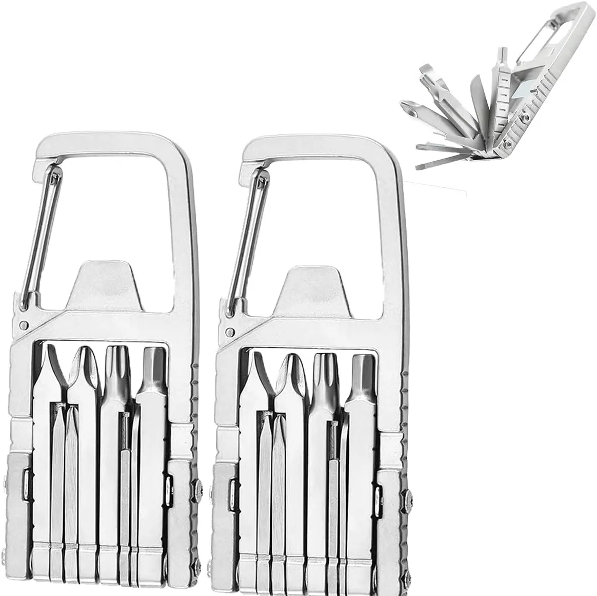 Jawbreaker Mini Tool, 12-in-1 Mini Multi-function Tool, Jawbreaker Mini Tool Self-defense, Jawbreaker Mini Multi-function Tool with Bottle Opener Phone Holder Screwdriver Carabiner (2PCS)
