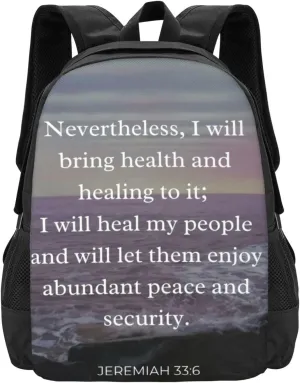 Jeremiah 33：6 Lightweight Packable Backpack Travel Casual Large Capacity Daypack Foldable Backpack For Men Women