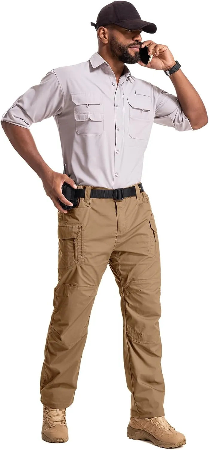 Jessie Kidden Men's Flex Stretch Tactical Pants, Water Resistant Ripstop Cargo Pants Lightweight BDU Outdoor Work Hiking