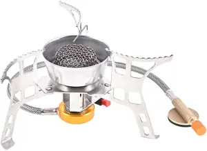 JSEIAJB Camping Gas Stove Windproof Portable Outdoor Backpack Stove Folding Lighter Tourist Equipment for Hiking Cooking