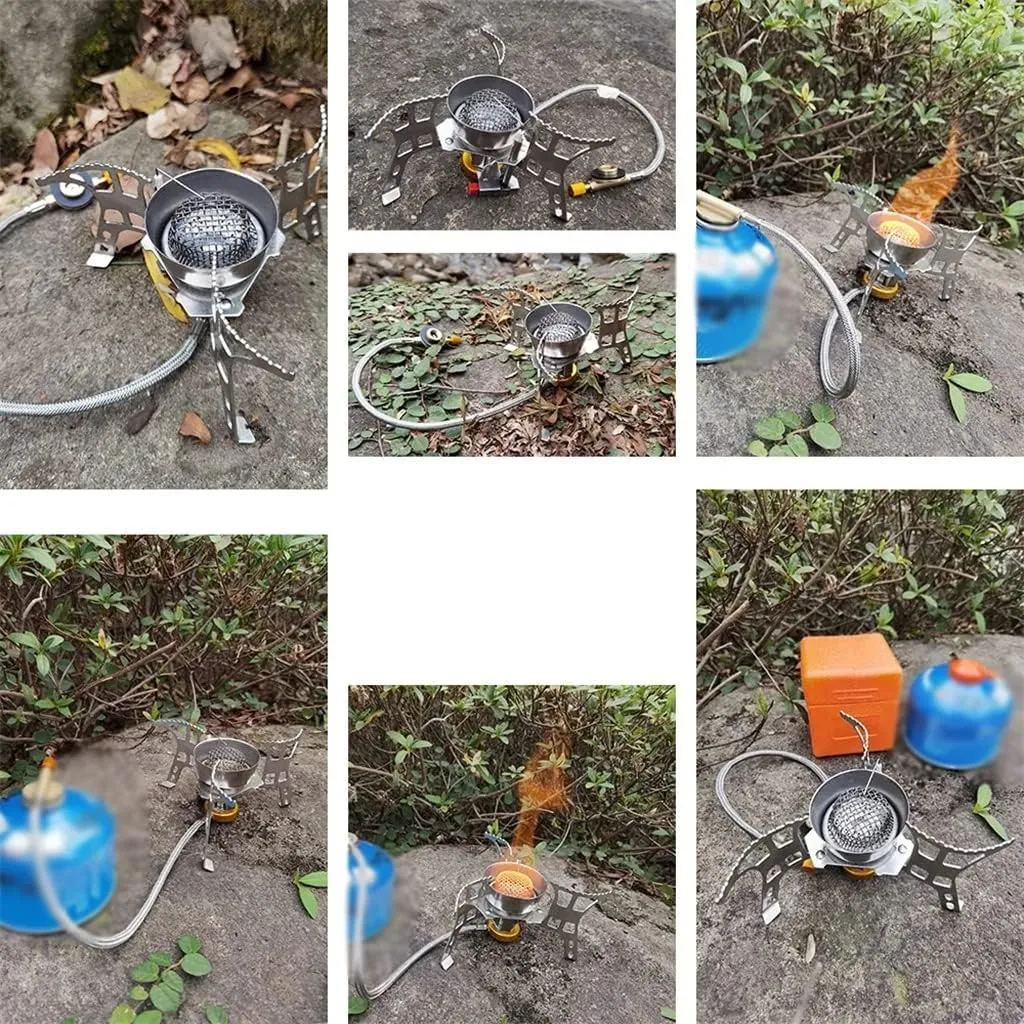 JSEIAJB Camping Gas Stove Windproof Portable Outdoor Backpack Stove Folding Lighter Tourist Equipment for Hiking Cooking