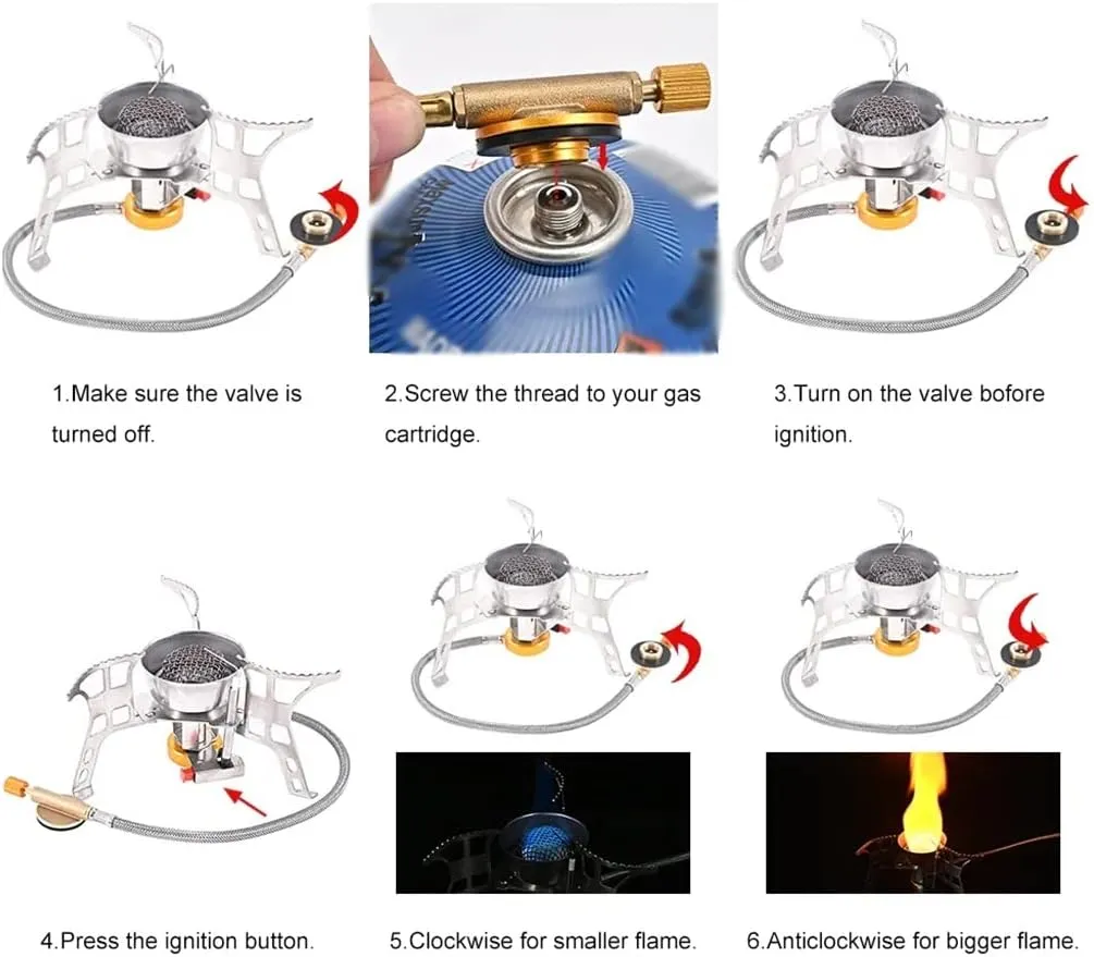 JSEIAJB Camping Gas Stove Windproof Portable Outdoor Backpack Stove Folding Lighter Tourist Equipment for Hiking Cooking