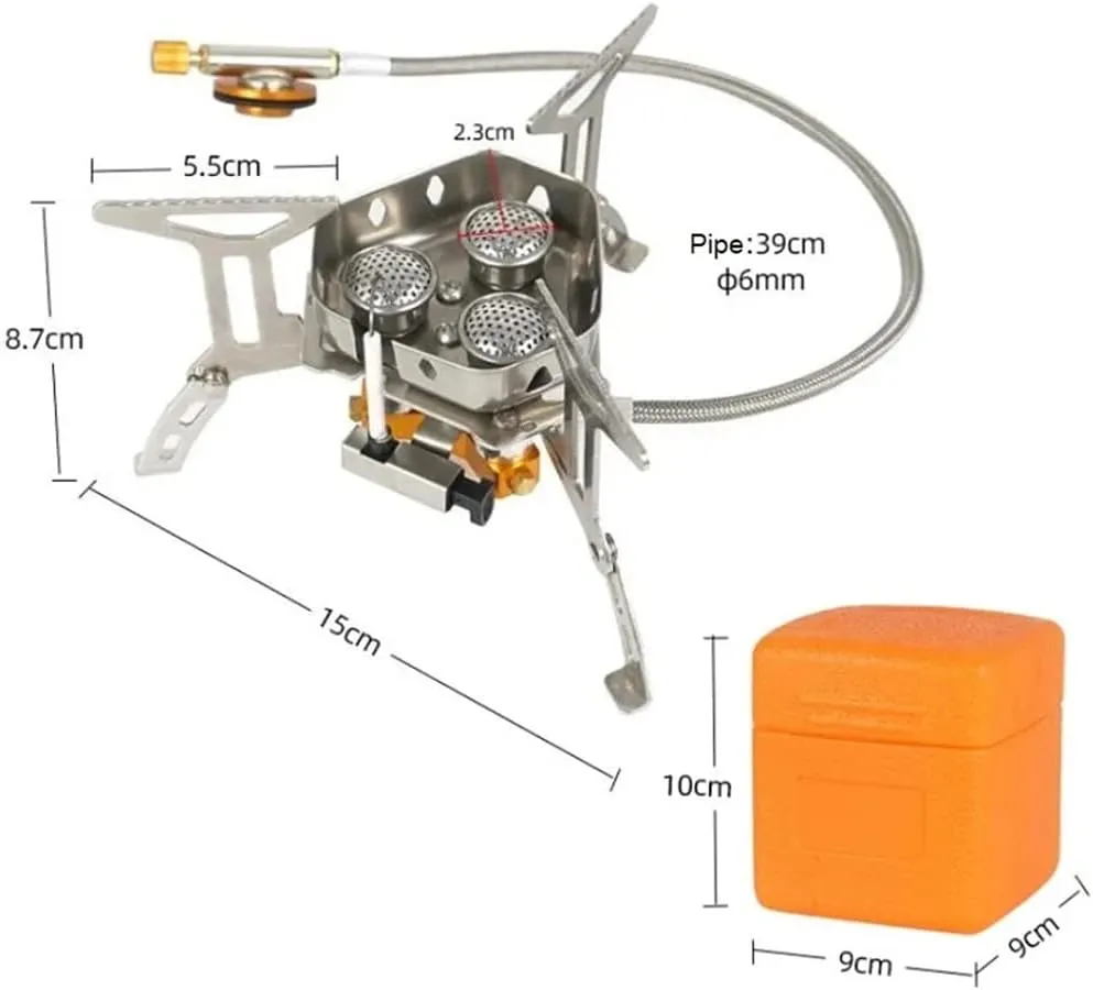 JSEIAJB Outdoor Portable Three Stove Camping Windproof Stove Camping Picnic Burner Outdoor Foldable Gas Stove