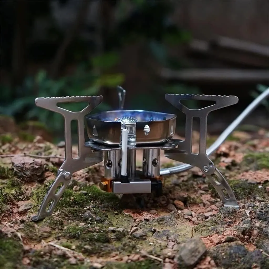JSEIAJB Outdoor Portable Three Stove Camping Windproof Stove Camping Picnic Burner Outdoor Foldable Gas Stove