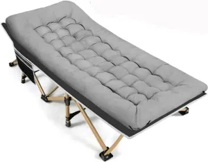 JSEIAJB Portable Camping Cot Sleeping Cot for Adult 28" Extra Wide Heavy Duty Folding Cot with Thick Mattress