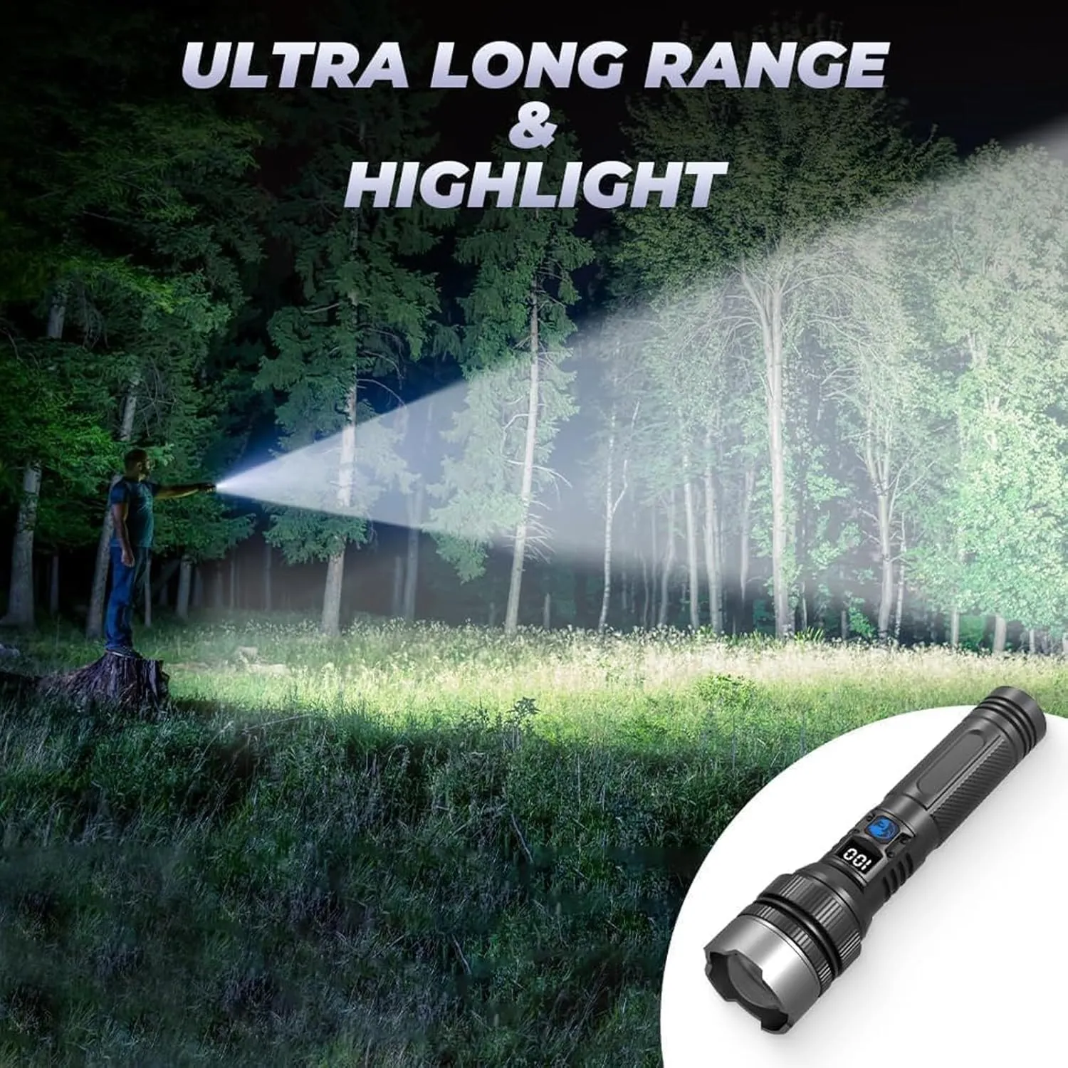 Juyafio Powerful Flashlight 150000 Lumens, Juyafio USB Rechargeable Waterproof Flashlight Xhp70.2, Super Bright Strong High Lumens LED Mini Flash Light, Zoomable Torch with 5 Modes (3PCS)