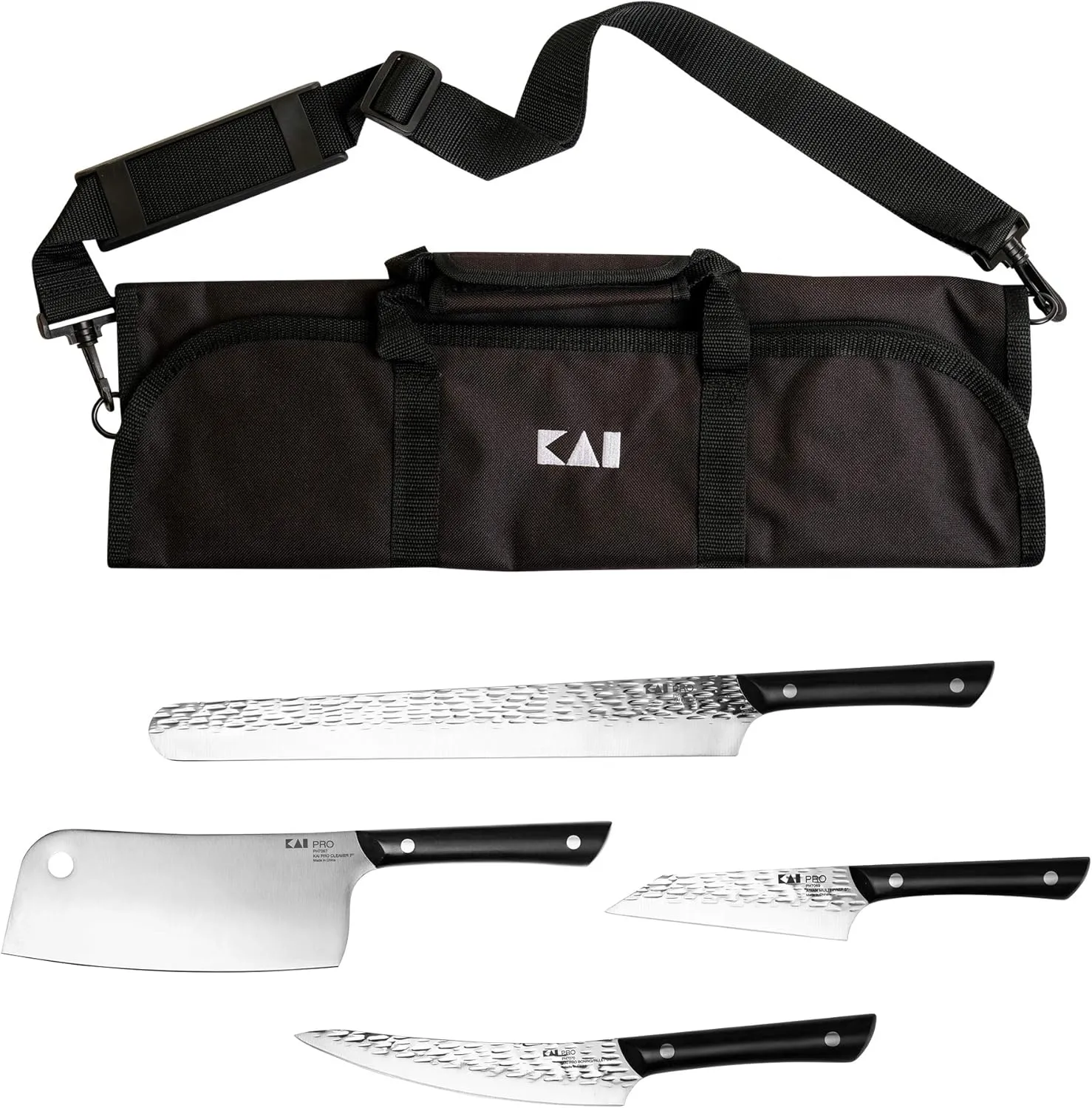 Kai Housewares 5-Piece BBQ Set, From the Makers of Shun; Includes 12-in Slicing/Brisket Knife, 7-in Cleaver, 6.5-in Boning/Fillet, 5-in Asian Multiprep, and Carrying Case; The Ultimate Grilling Set