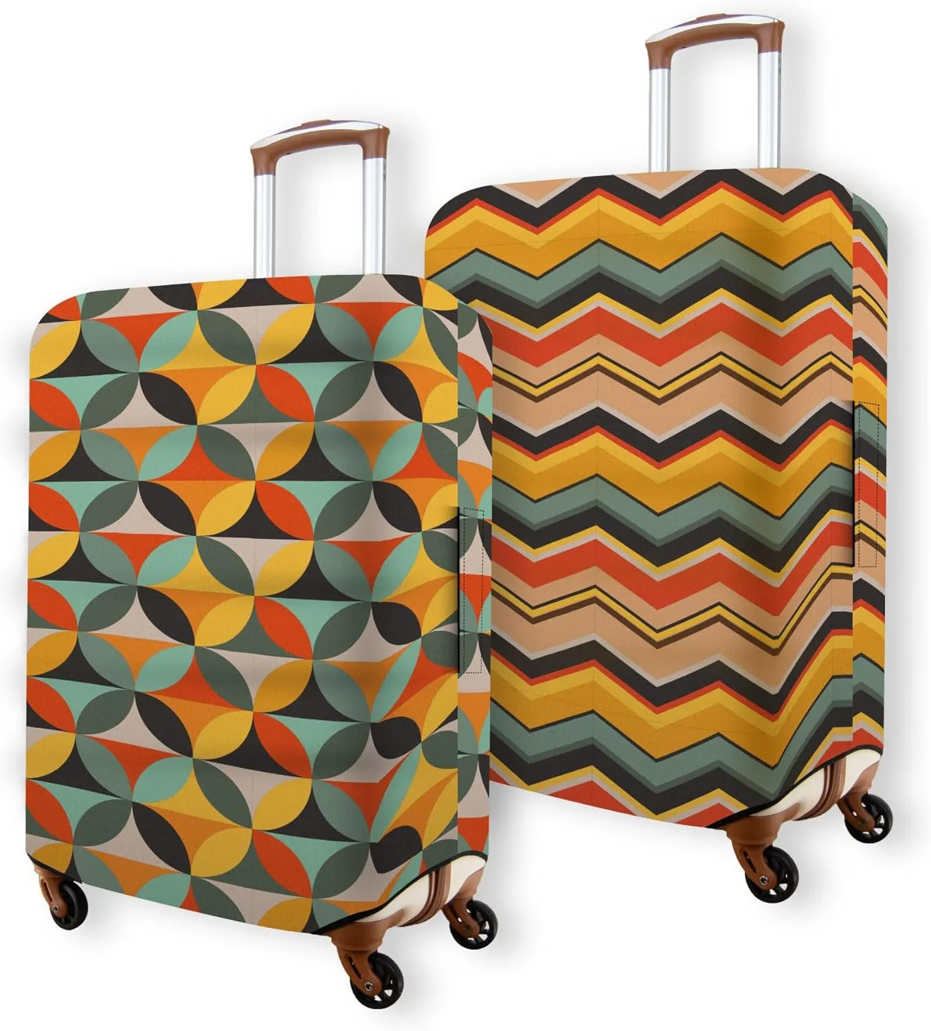 Kana & Kaili 2-in-1 Reversible Suitcase Covers | Stylish, TSA-Approved Luggage Sleeves | Retro Luggage Covers