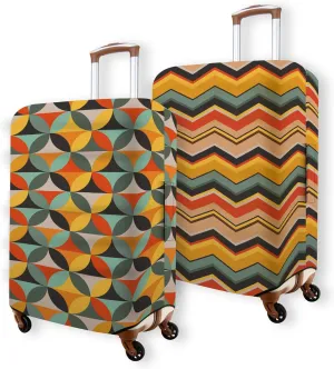 Kana & Kaili 2-in-1 Reversible Suitcase Covers | Stylish, TSA-Approved Luggage Sleeves | Retro Luggage Covers