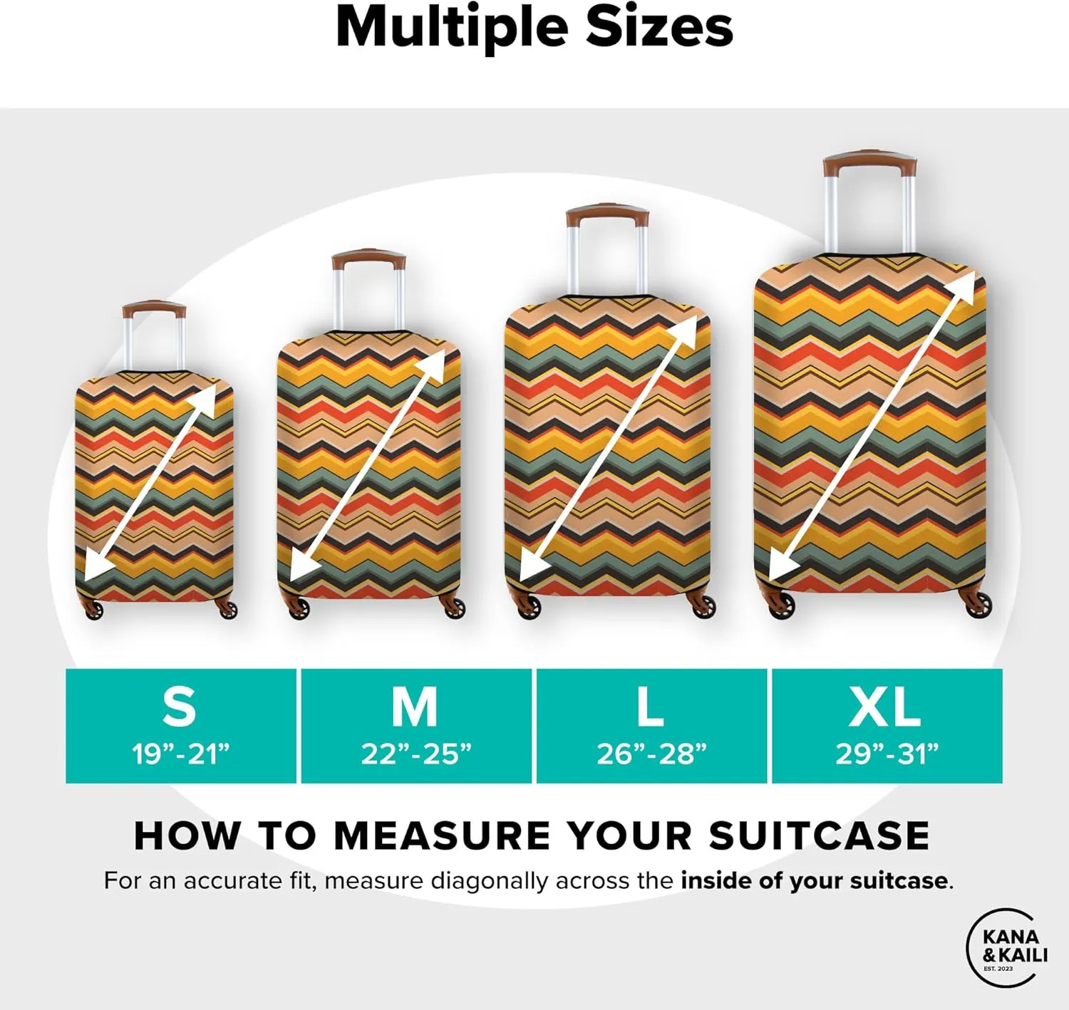 Kana & Kaili 2-in-1 Reversible Suitcase Covers | Stylish, TSA-Approved Luggage Sleeves | Retro Luggage Covers