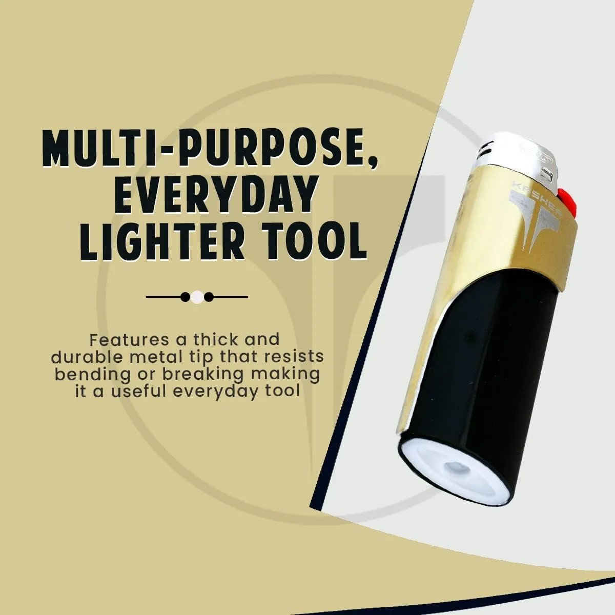 Kasher Classic Lighter Tool Without Lighter - Stainless Steel, Lightweight, Durable Construction, Portable - Fits Any Lighter - Usage as Cutter for Opening Packages - 0.8mm Thick - Pack of 10
